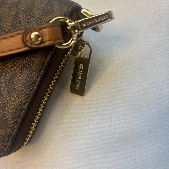 MICHAEL KORS Zip Around Long Wallet Wristlet Brown Jet Set Travel Signature - Picture 5 of 11